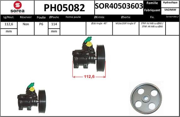 SNRA PH05082 - Гідравлічний насос, рульове управління, ГУР autocars.com.ua