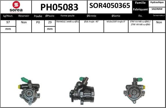 SNRA PH05083 - Гідравлічний насос, рульове управління, ГУР autocars.com.ua