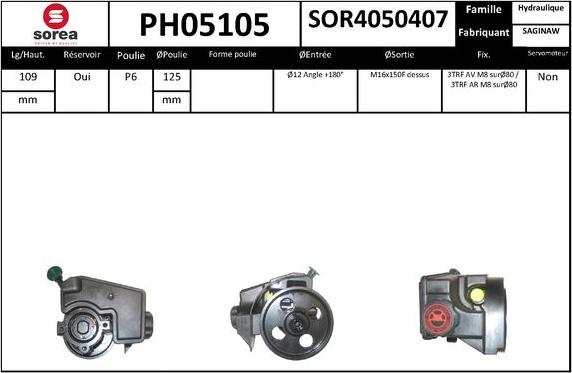 SNRA PH05105 - Гидравлический насос, рулевое управление, ГУР autodnr.net