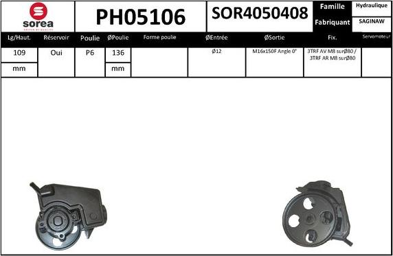 SNRA PH05106 - Гидравлический насос, рулевое управление, ГУР autodnr.net