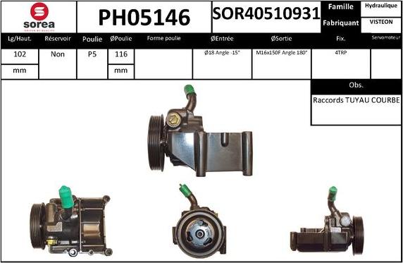 SNRA PH05146 - Гидравлический насос, рулевое управление, ГУР autodnr.net