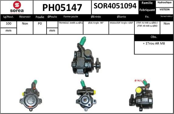 SNRA PH05147 - Гидравлический насос, рулевое управление, ГУР autodnr.net