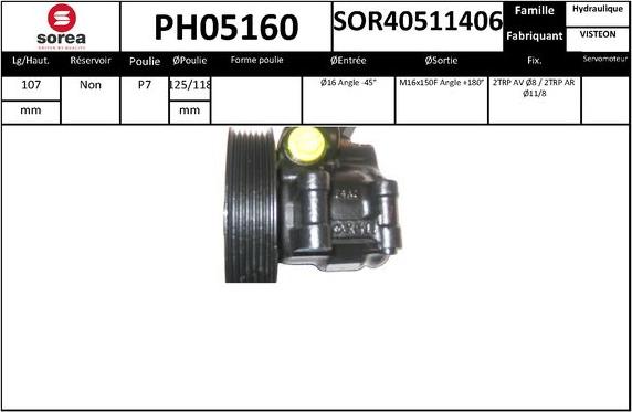 SNRA PH05160 - Гідравлічний насос, рульове управління, ГУР autocars.com.ua