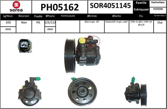 SNRA PH05162 - Гидравлический насос, рулевое управление, ГУР autodnr.net