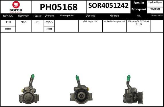 SNRA PH05168 - Гідравлічний насос, рульове управління, ГУР autocars.com.ua