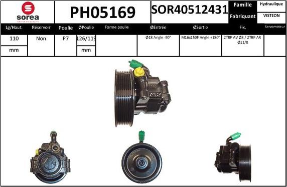 SNRA PH05169 - Гидравлический насос, рулевое управление, ГУР avtokuzovplus.com.ua