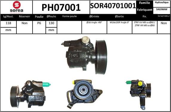 SNRA PH07001 - Гідравлічний насос, рульове управління, ГУР autocars.com.ua