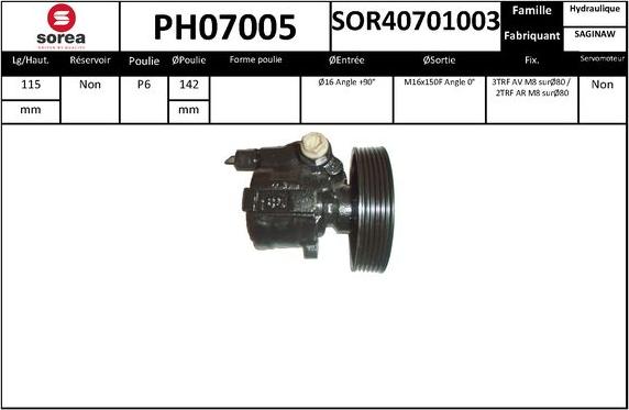 SNRA PH07005 - Гідравлічний насос, рульове управління, ГУР autocars.com.ua