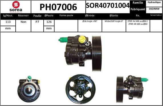 SNRA PH07006 - Гидравлический насос, рулевое управление, ГУР autodnr.net