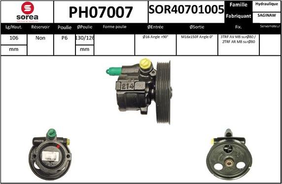 SNRA PH07007 - Гидравлический насос, рулевое управление, ГУР avtokuzovplus.com.ua