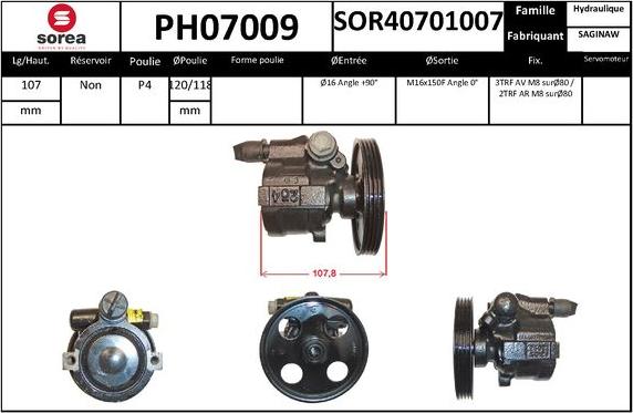 SNRA PH07009 - Гидравлический насос, рулевое управление, ГУР avtokuzovplus.com.ua