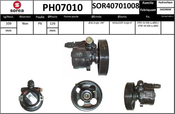 SNRA PH07010 - Гідравлічний насос, рульове управління, ГУР autocars.com.ua