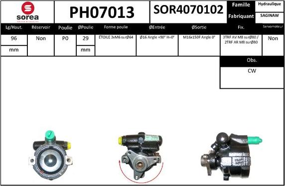 SNRA PH07013 - Гидравлический насос, рулевое управление, ГУР avtokuzovplus.com.ua