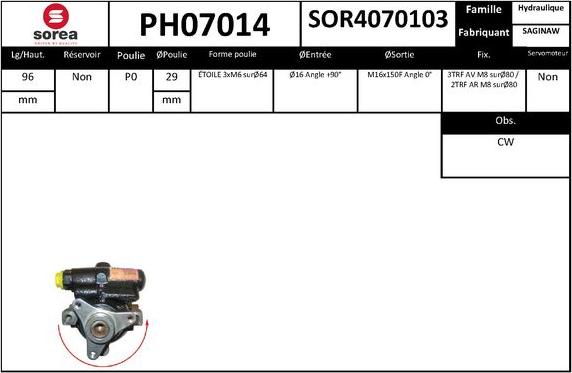 SNRA PH07014 - Гидравлический насос, рулевое управление, ГУР autodnr.net