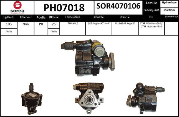 SNRA PH07018 - Гидравлический насос, рулевое управление, ГУР avtokuzovplus.com.ua