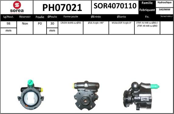 SNRA PH07021 - Гідравлічний насос, рульове управління, ГУР autocars.com.ua