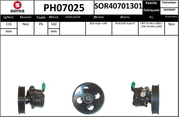 SNRA PH07025 - Гидравлический насос, рулевое управление, ГУР avtokuzovplus.com.ua