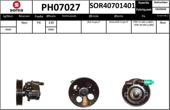 SNRA PH07027 - Гидравлический насос, рулевое управление, ГУР autodnr.net