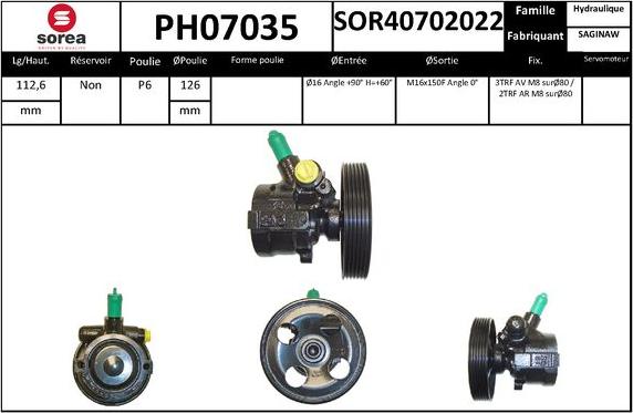 SNRA PH07035 - Гидравлический насос, рулевое управление, ГУР avtokuzovplus.com.ua