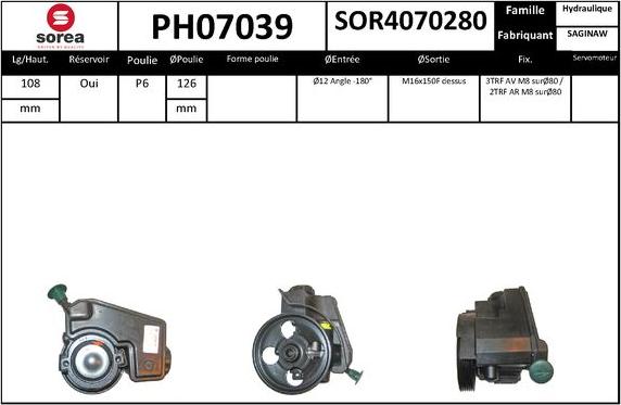 SNRA PH07039 - Гидравлический насос, рулевое управление, ГУР autodnr.net