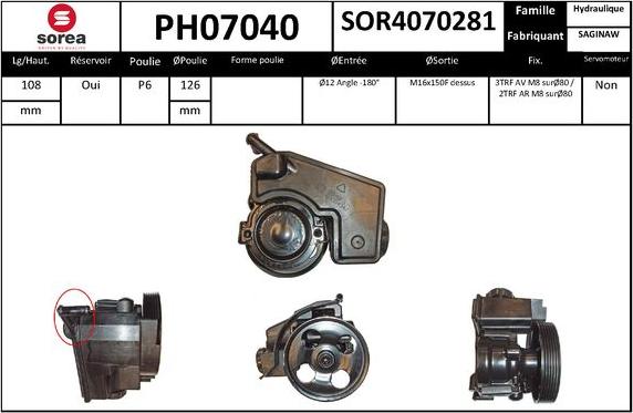 SNRA PH07040 - Гидравлический насос, рулевое управление, ГУР autodnr.net