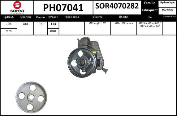 SNRA PH07041 - Гідравлічний насос, рульове управління, ГУР autocars.com.ua