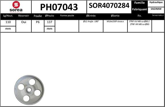 SNRA PH07043 - Гидравлический насос, рулевое управление, ГУР autodnr.net