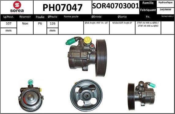 SNRA PH07047 - Гідравлічний насос, рульове управління, ГУР autocars.com.ua