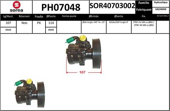 SNRA PH07048 - Гідравлічний насос, рульове управління, ГУР autocars.com.ua