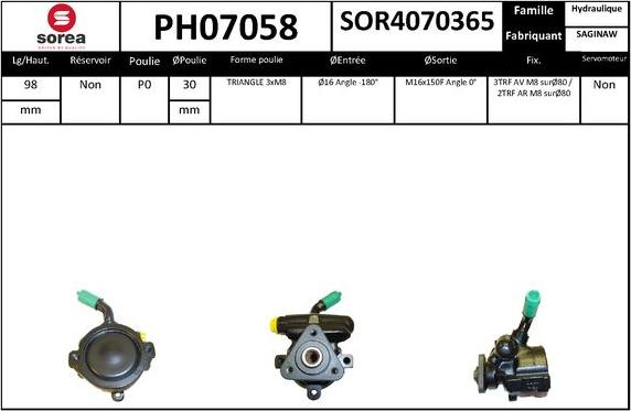 SNRA PH07058 - Гідравлічний насос, рульове управління, ГУР autocars.com.ua