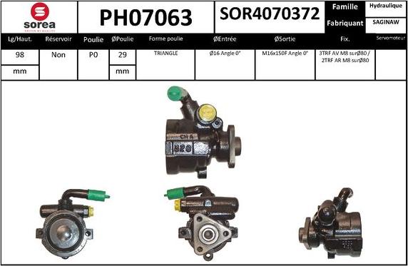 SNRA PH07063 - Гидравлический насос, рулевое управление, ГУР autodnr.net