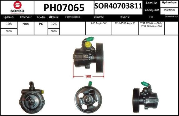 SNRA PH07065 - Гідравлічний насос, рульове управління, ГУР autocars.com.ua