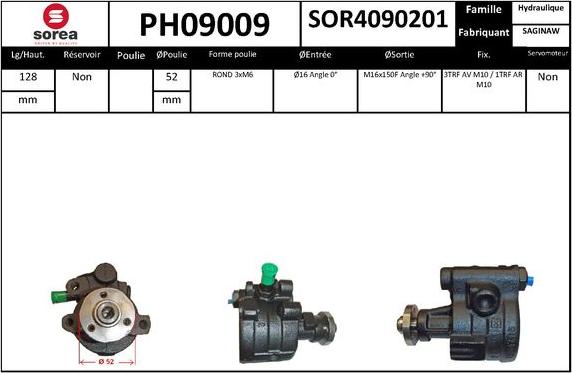 SNRA PH09009 - Гидравлический насос, рулевое управление, ГУР autodnr.net