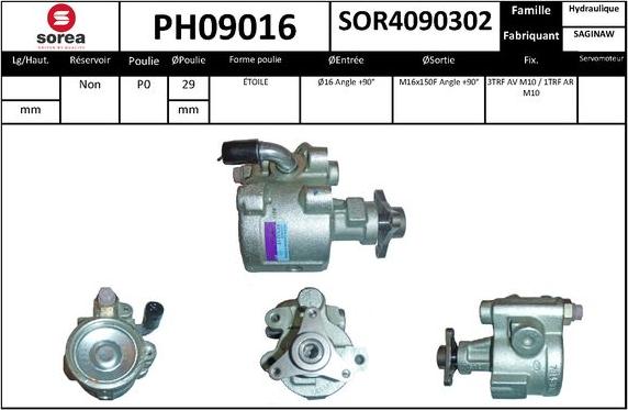 SNRA PH09016 - Гідравлічний насос, рульове управління, ГУР autocars.com.ua