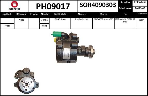 SNRA PH09017 - Гидравлический насос, рулевое управление, ГУР autodnr.net