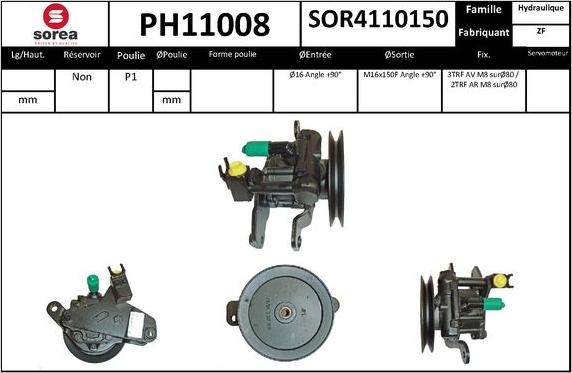 SNRA PH11008 - Гідравлічний насос, рульове управління, ГУР autocars.com.ua