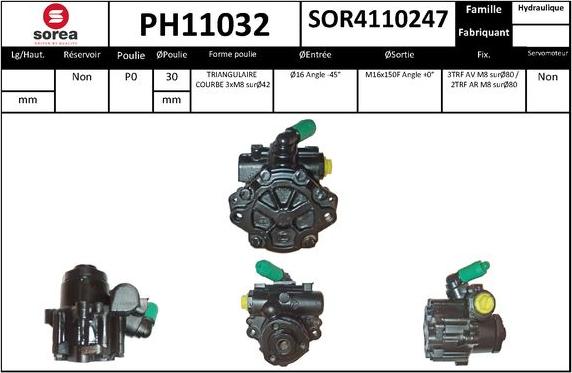 SNRA PH11032 - Гідравлічний насос, рульове управління, ГУР autocars.com.ua