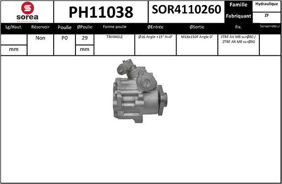 SNRA PH11038 - Гидравлический насос, рулевое управление, ГУР autodnr.net