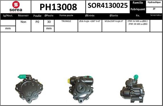 SNRA PH13008 - Гидравлический насос, рулевое управление, ГУР avtokuzovplus.com.ua