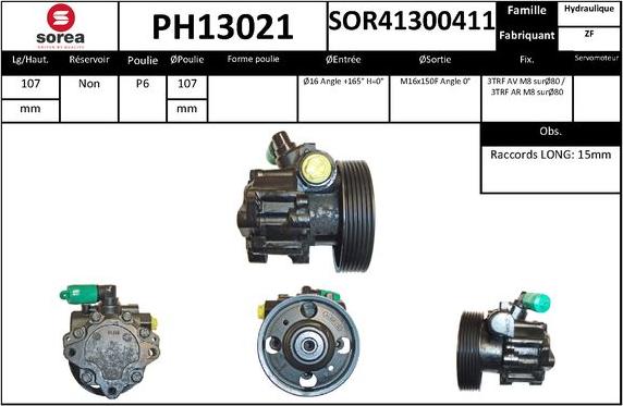 SNRA PH13021 - Гидравлический насос, рулевое управление, ГУР autodnr.net