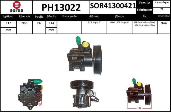 SNRA PH13022 - Гидравлический насос, рулевое управление, ГУР autodnr.net