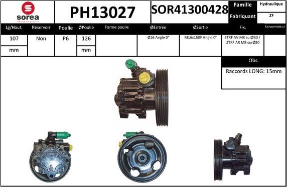 SNRA PH13027 - Гидравлический насос, рулевое управление, ГУР autodnr.net