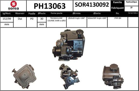 SNRA PH13063 - Гидравлический насос, рулевое управление, ГУР autodnr.net