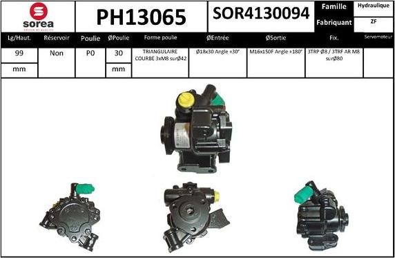 SNRA PH13065 - Гидравлический насос, рулевое управление, ГУР autodnr.net