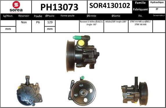 SNRA PH13073 - Гидравлический насос, рулевое управление, ГУР autodnr.net