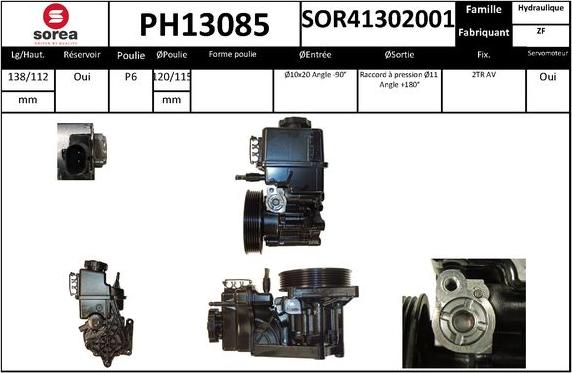 SNRA PH13085 - Гідравлічний насос, рульове управління, ГУР autocars.com.ua