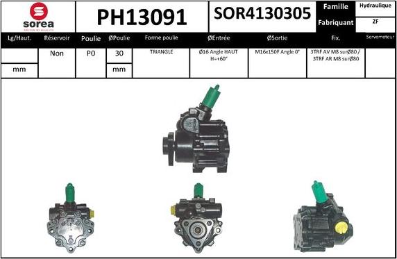 SNRA PH13091 - Гидравлический насос, рулевое управление, ГУР autodnr.net