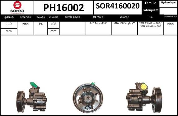 SNRA PH16002 - Гидравлический насос, рулевое управление, ГУР autodnr.net