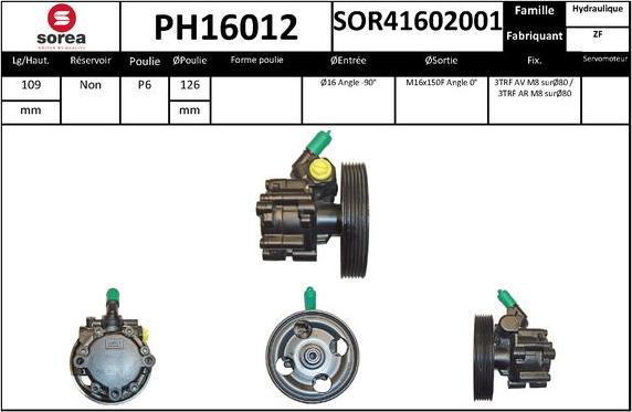 SNRA PH16012 - Гідравлічний насос, рульове управління, ГУР autocars.com.ua