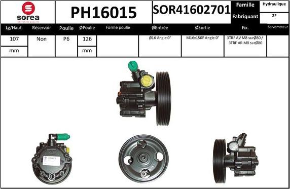 SNRA PH16015 - Гидравлический насос, рулевое управление, ГУР autodnr.net